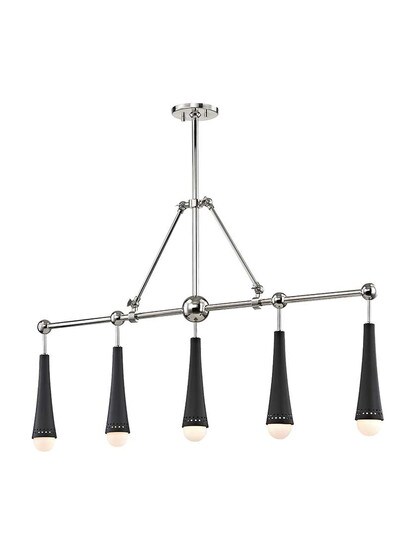 Tupelo 5-Light Island Pendant in Polished Nickel.